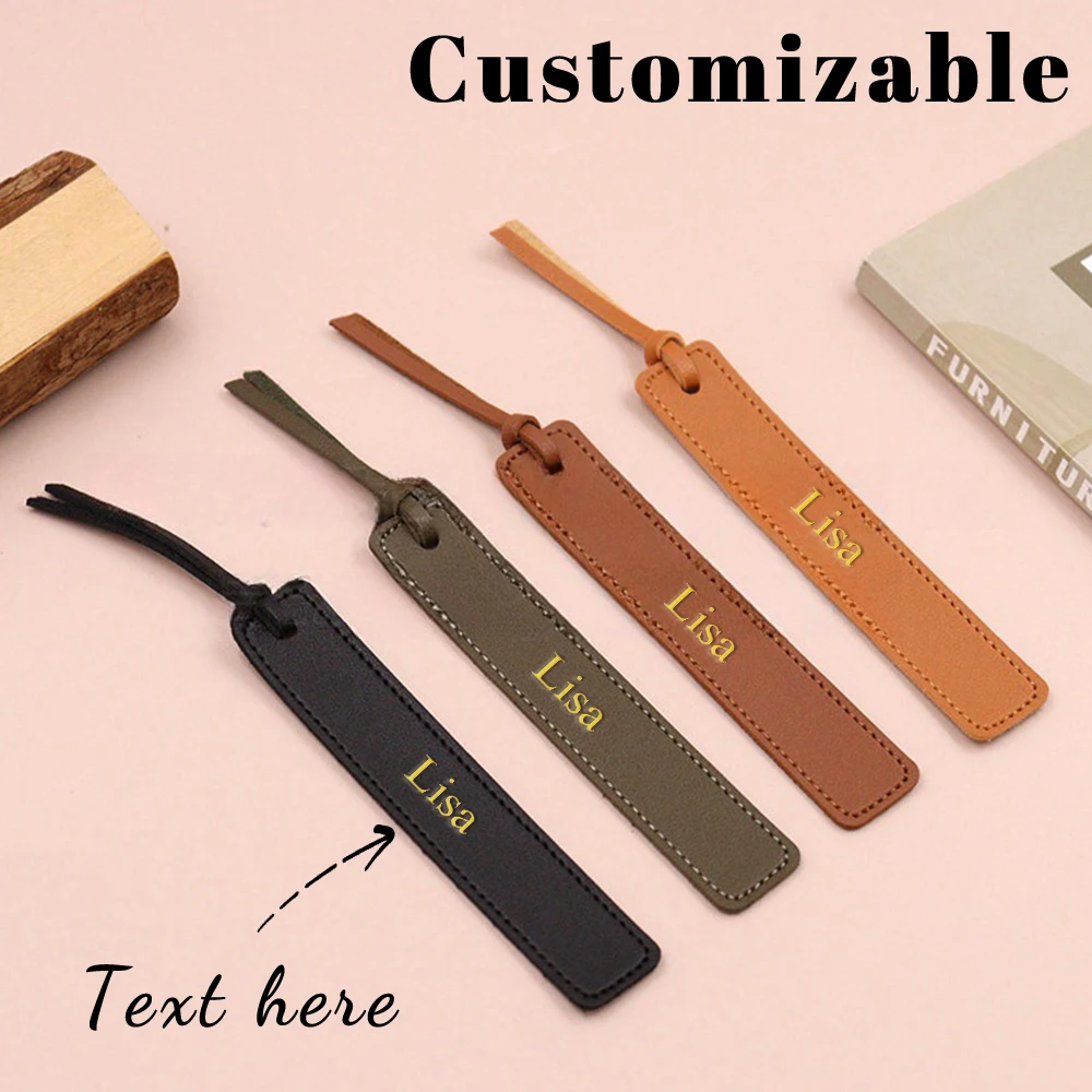Customized Name Leather Bookmark Notebook Sticker Cultural and Creative Product mini Portable Divider