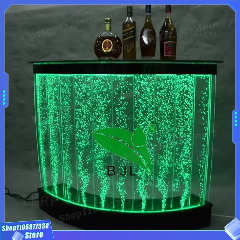 Portable LED Cocktail Bar Counter Luminous Mobile Coffee Station Second Hand Furniture Light Up Drink Serving Table for Home