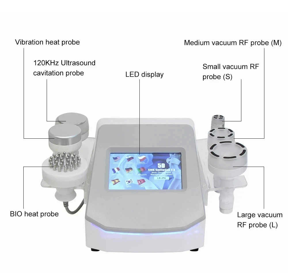 2024 Brand New 6 in 1 120K Vacuum Cavitation 5D Ultrasonic Slimming Machine Fat Burning Massage Blasting Beauty Device