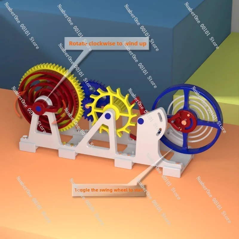 3D Printed Tourbillon Escapement Clock Model, Imitation Movement Structure Handmade Mechanical Toy, DIY Assembly Kit