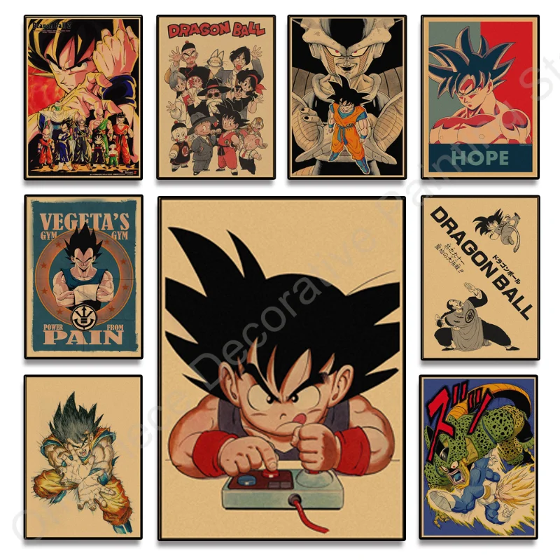 Bandai Classic Anime Retro Dragon Ball HD Poster Goku Gohan Vegeta Piccolo Friza Canvas Painting Print Wall Art Children Gift