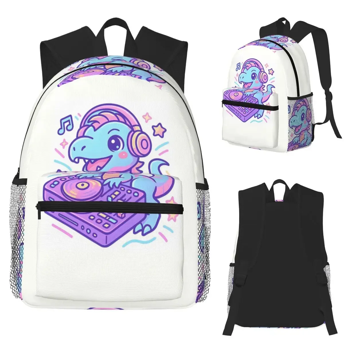 

Kawaii Synth Raptor DJ In Neon Waves Студенческий рюкзак Школьная сумка Походный дорожный рюкзак для мальчиков и девочек Сумка для книг Сумки на плечо