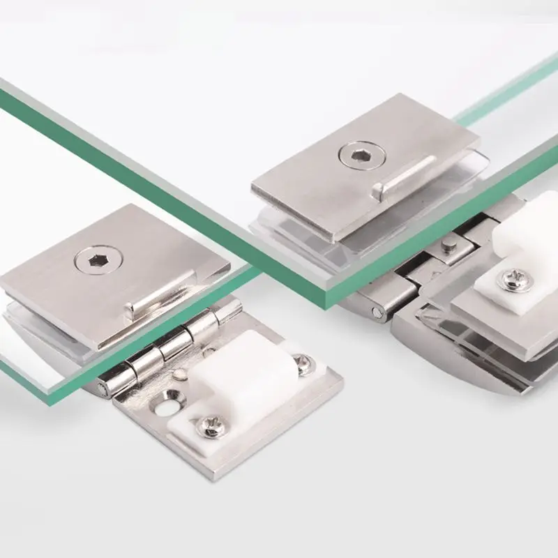 Wine Cabinet Door Glass Hinge Single/Double Side Clip Arc Surface Hinge Display Cabinet Hinge 90/180 Degree Easy to Install