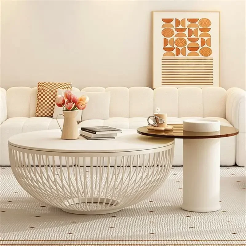 Glass Replacement Coffee Table Round Minimalist Transparent Library Storage Coffee Table Bedside Nordic Couchtische Room Decor