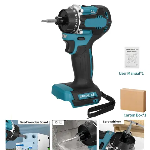 1/4인치 브러시리스 전기 스크루드라이버 1000W 280NM 20+1 토크 Makita 18v 배터리용 무선 전기 드릴 전동 공구