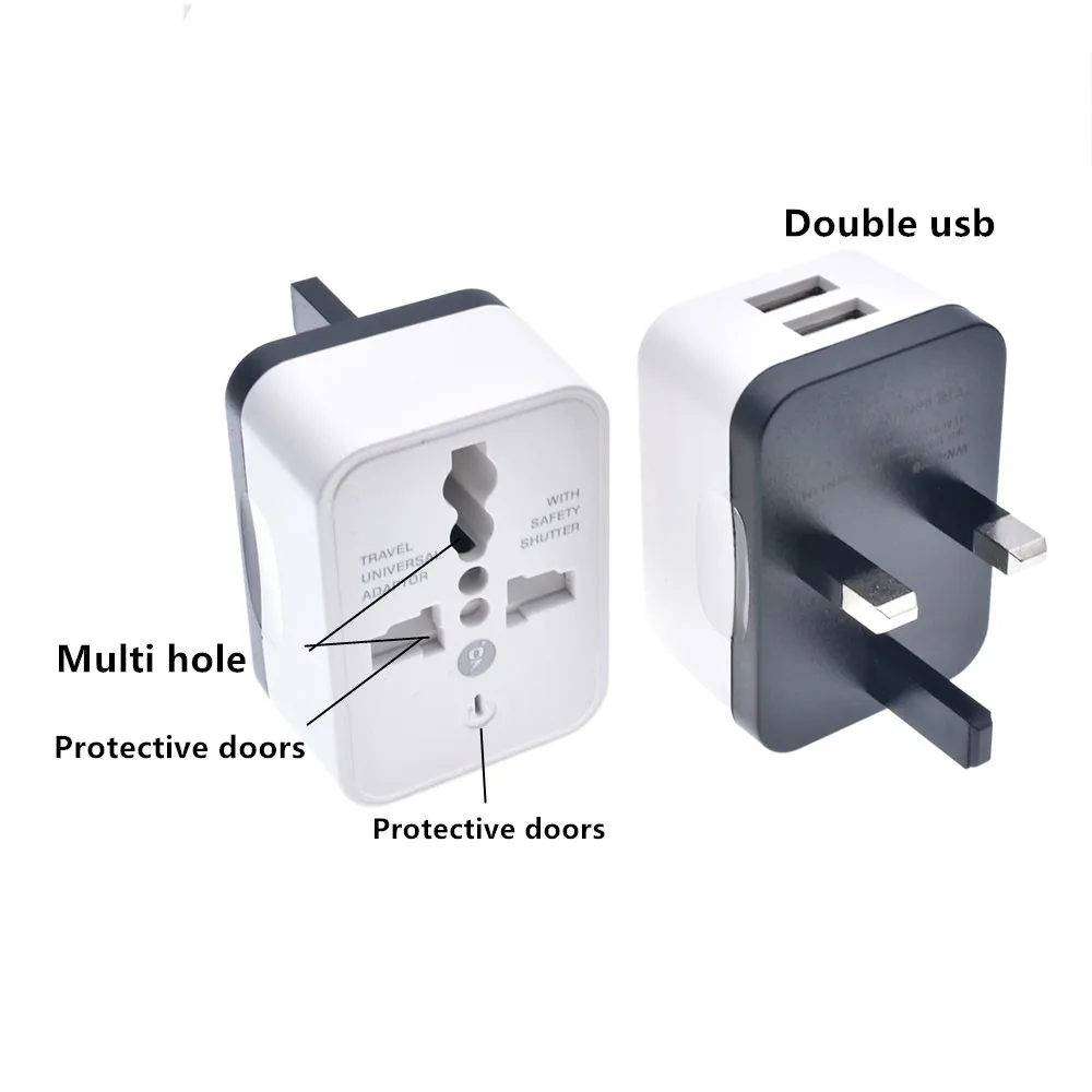 2 USB Charging Universal Travel Adapter International World Travel AC Power Converter Plug Adapter Socket EU UK US