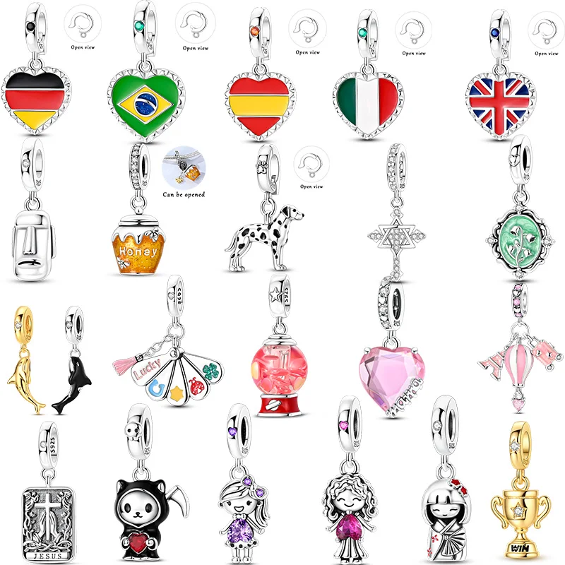Heiße Charms 925 Sterling Silber Brasilianische Flagge Universal-Schnallenanhänger Geeignet für Armbänder, DIY Damenschmuck Großhandel