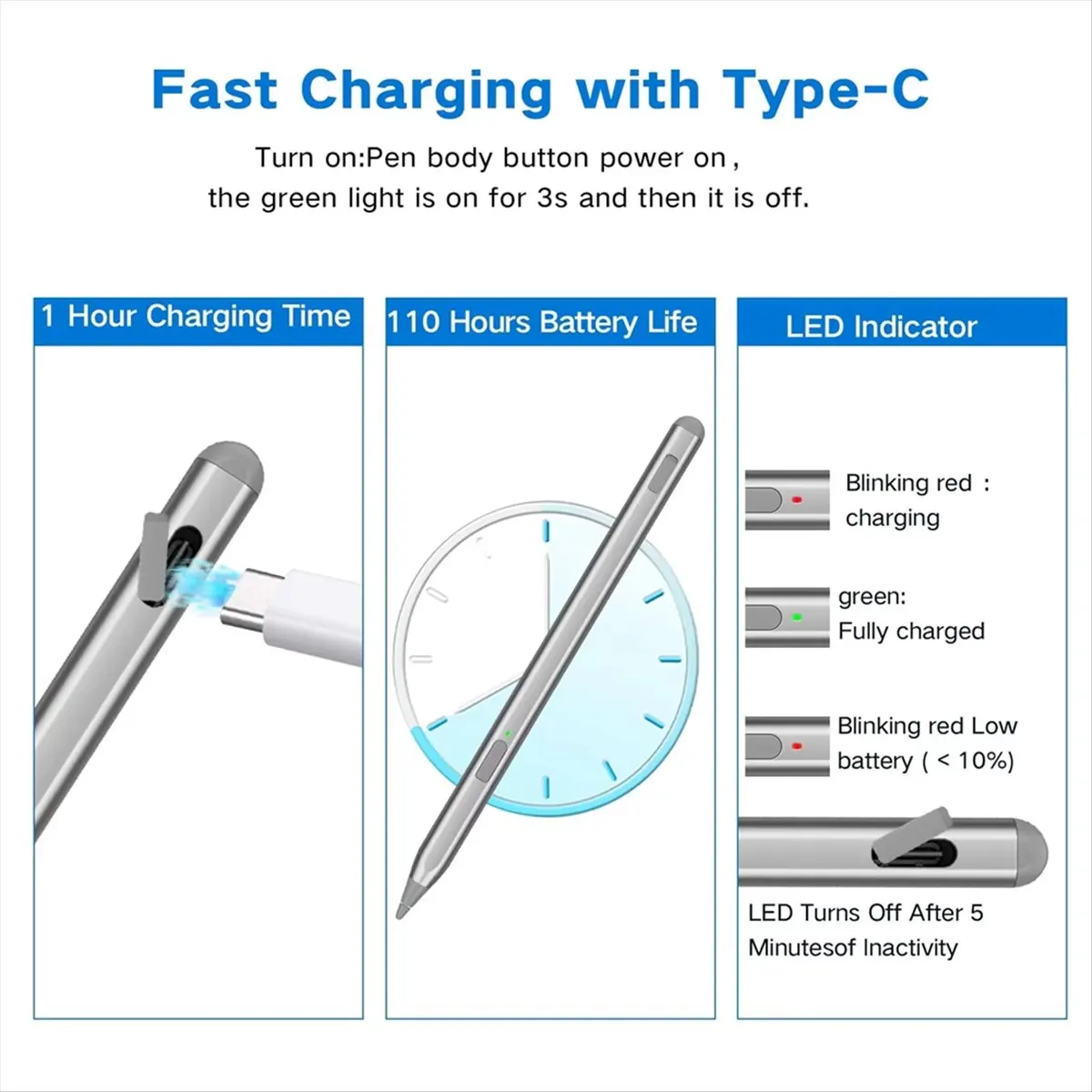 2.0 Stylus Pen for Chromebook and Fire Max 11,with Tilt Support,4096 Pressure Sensitivity Black
