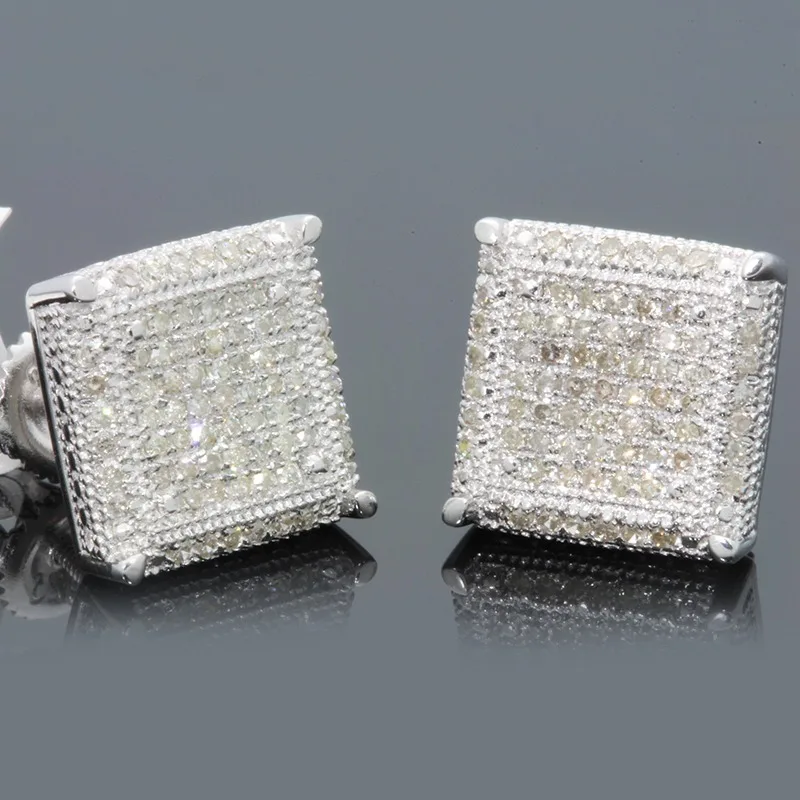 Fashion Silver-Color Square Classic Zircon Ear Studs for Men Women Fashion Shiny Faux Studs Earrings Jewelry Gift for Friends