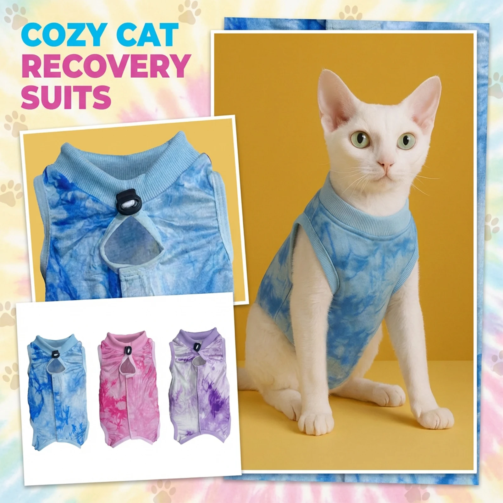 Pet Recovery Suit Post-operative Surgical Garment for Cats Soft Comfortable Clothing to Prevent Licking, Scratching and Biting