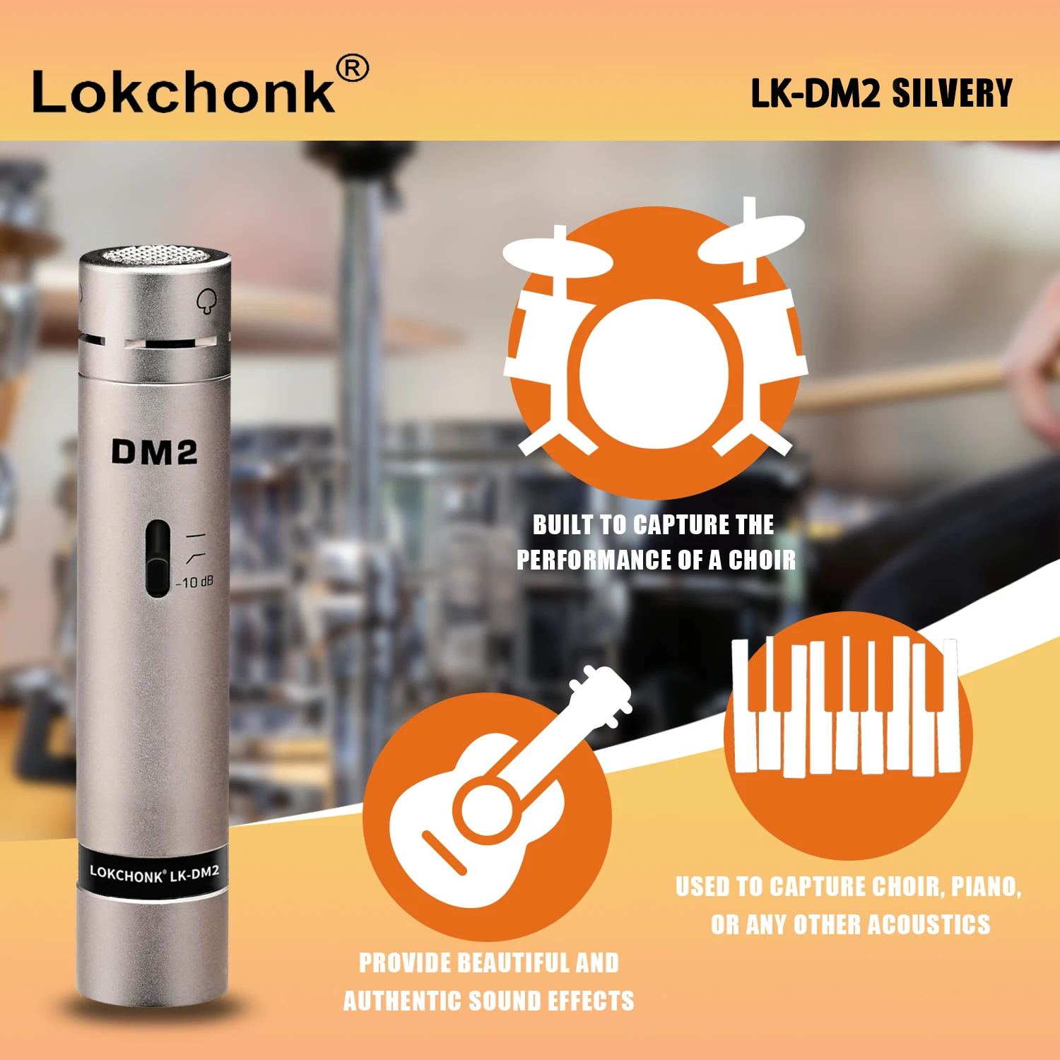 

Конденсаторный микрофон Lokchonk с переключаемым фильтром низких частот для студийной записи и подкастинга (LK-DM2)