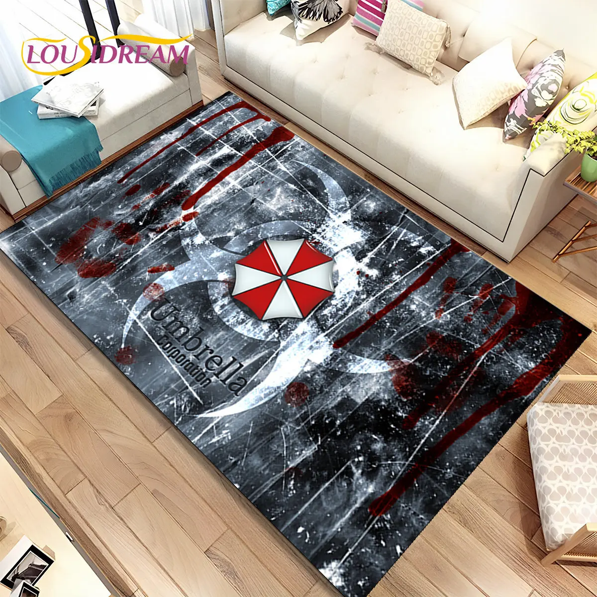 3D R-Resident Evil Games Gamer Area Rug,Carpet Rug for Living Room Bedroom Sofa Doormat Decoration, Kids Play Non-slip Floor Mat