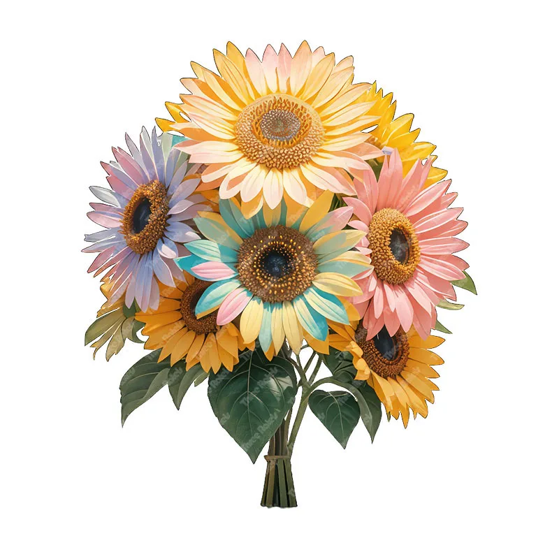 Three Ratels CD105 Colorful Sunflower Art Wall Stickers for Home Decoration Toilet decals Car Stickers view 5