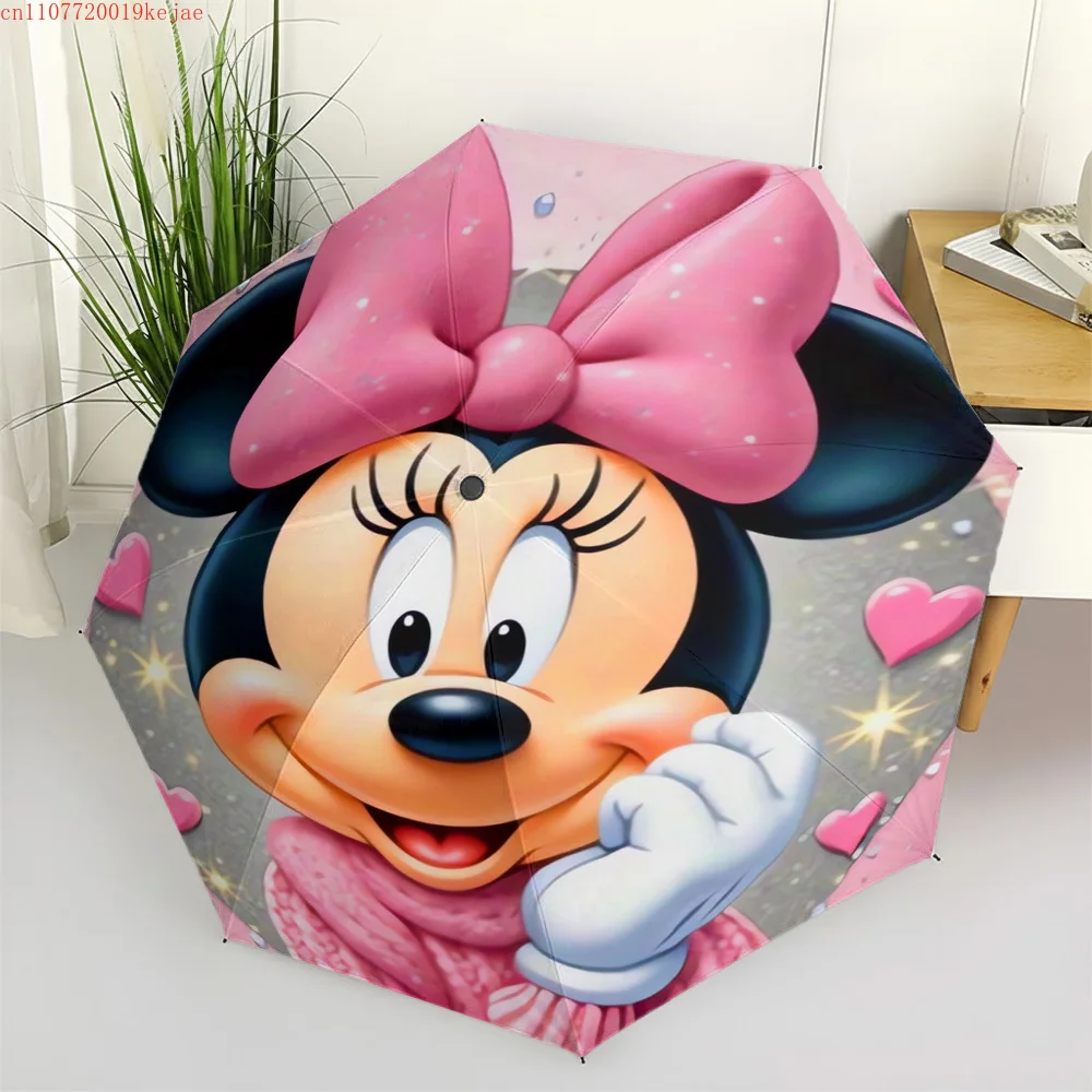 

Автоматический складной зонт Minnie Mouse Pink Bow с 3D-эффектом, водонепроницаемый, с защитой от УФ-излучения, ветрозащитный, компактный, легкий, для путешествий