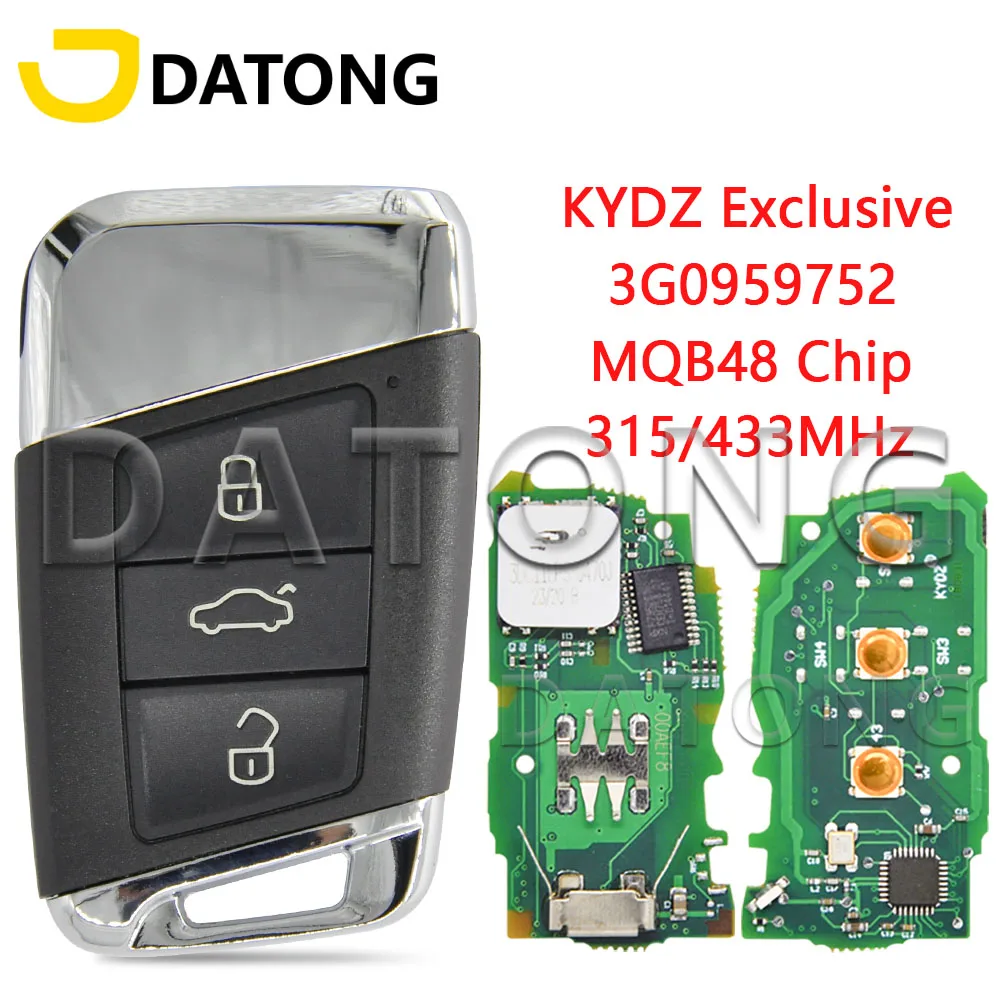 Datong World 433MHz MQB48 Chip 3G0959752 Keyless Go Car Remote Control Key For Volkswagen VW Passat Magotan B8 Skoda A7 Variant