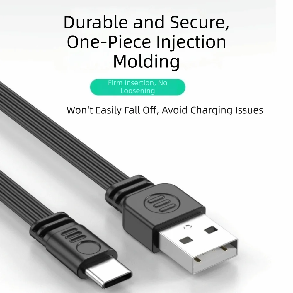 Double Elbow Type C Data Cable Flat Flexible 90 Degree Mobile Game Cable Super Soft Double-Sided Short Charging Line