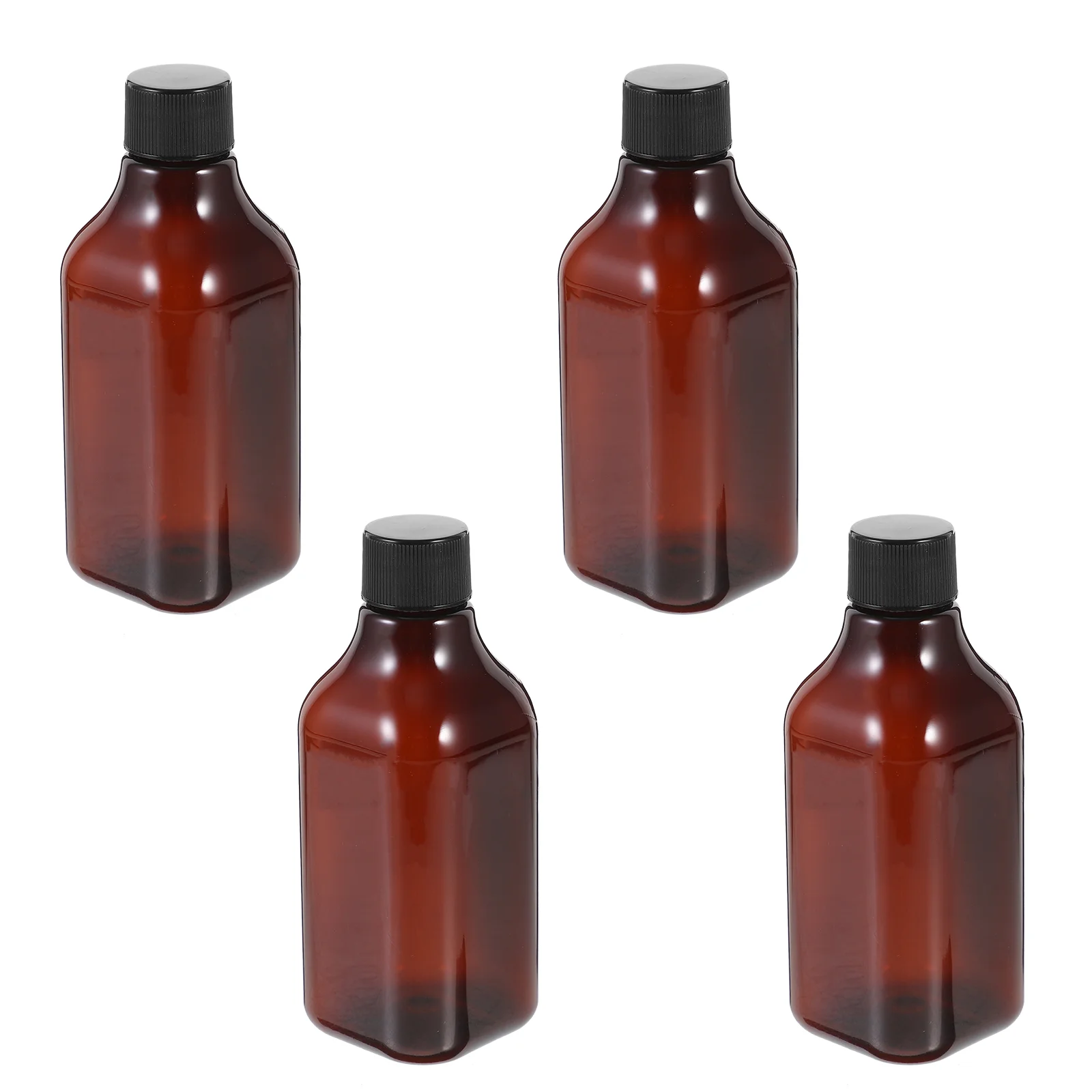 

5 Pcs Liquid Dispenser Long Neck Square Bottle Travel Bottles Shampoo with Caps Light Brown The Pet