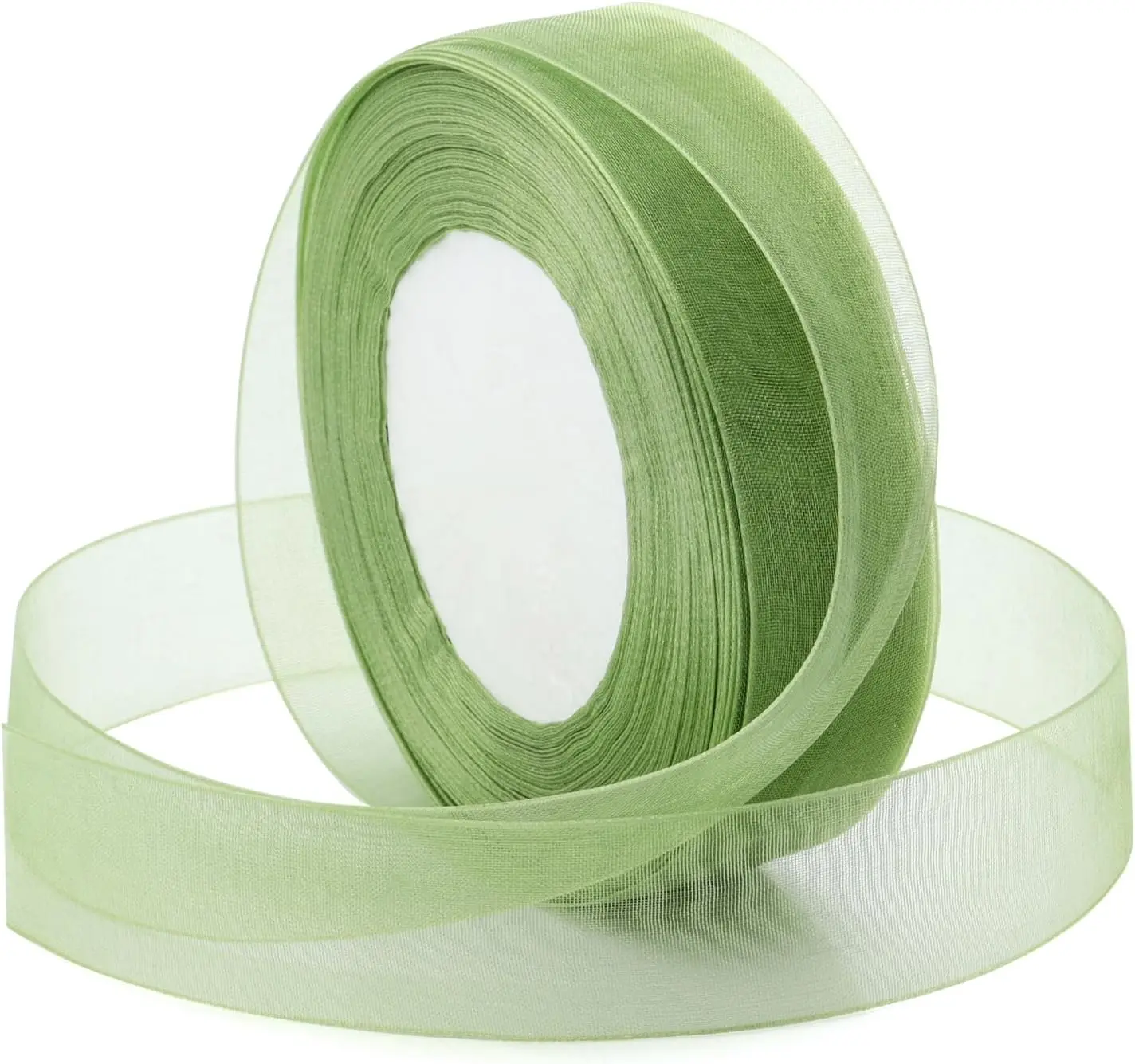 Sage Green Ribbon for Gift Wrapping, 1 inch 100Yard  Sheer Organza Ribbon for Flower Bouquet, Crafts, Gifts Wrap Chiffon Fabric