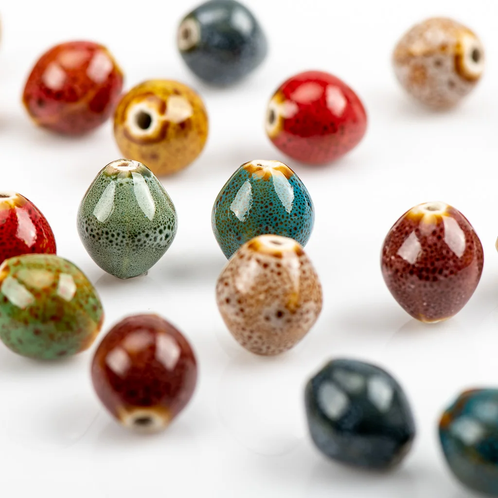 15# 20pcs Oval Shape unique Ceramic beads oblate  Yoga Specail Ceramic Beads #A329B