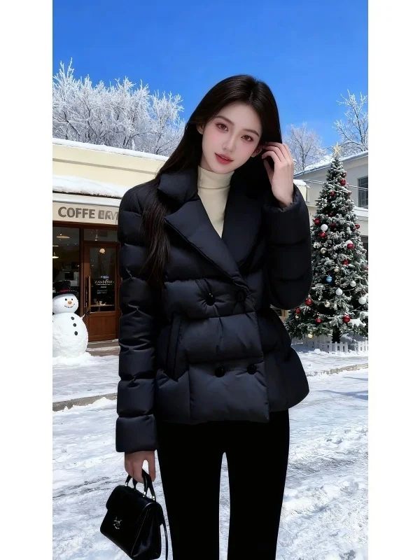 

Ele Bla Cotton Jaet Women's Sle Unique Waist-Cinching Design Commute Korean Version Long Sve V-ne Zipper Closure
