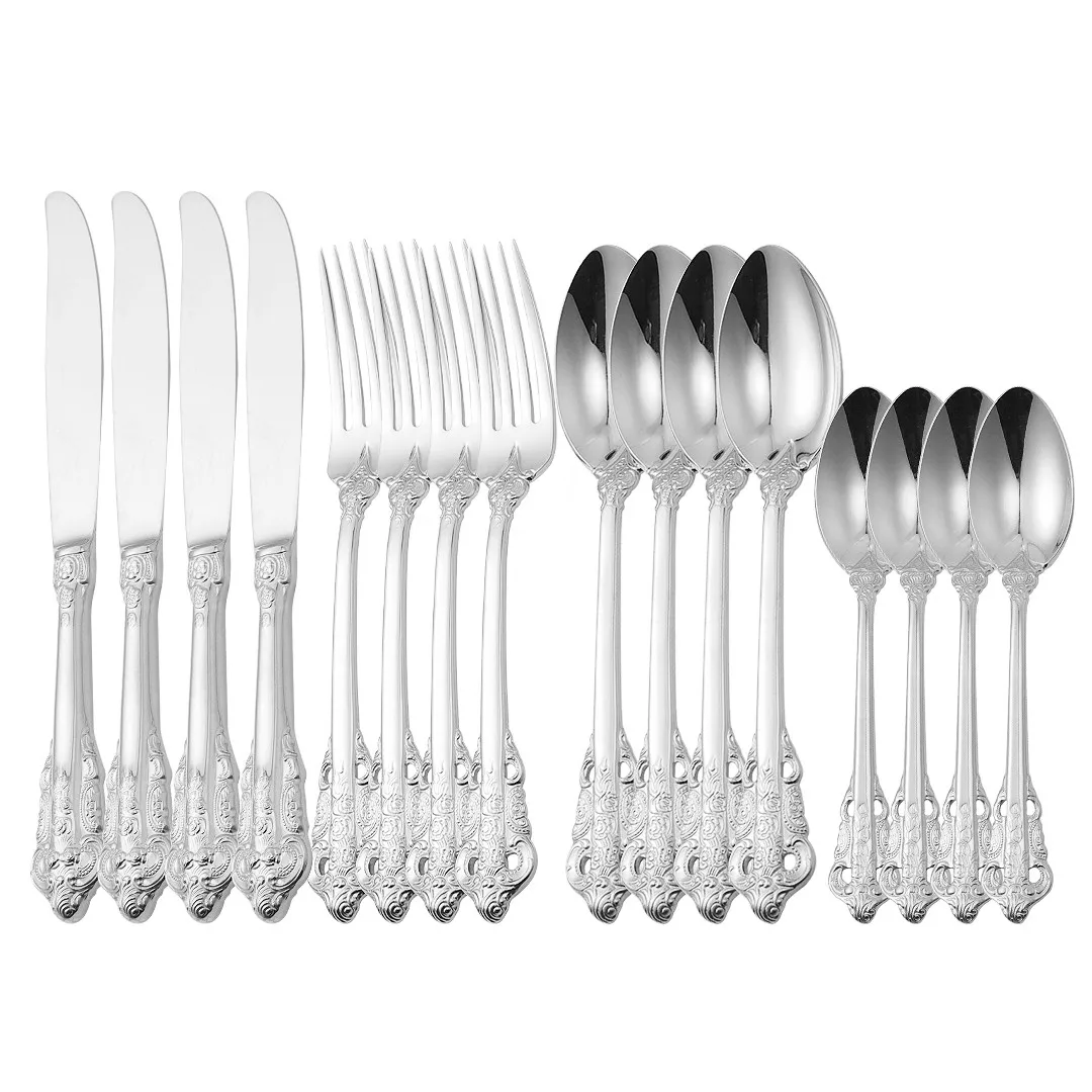 

16pcs Stainless Steel Cutlery Set Silverware Knife Fork Spoon Dinnerware Set Luxury Gife Tableware Set Flatware Dishwasher Safe