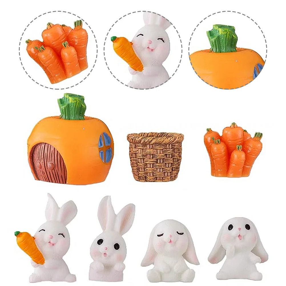 

Miniature Rabbit Figurines PVC Decorative Bunny Miniatures Car Interior Desktop Party Cake Decoration Plastic Mini Rabbit Toys