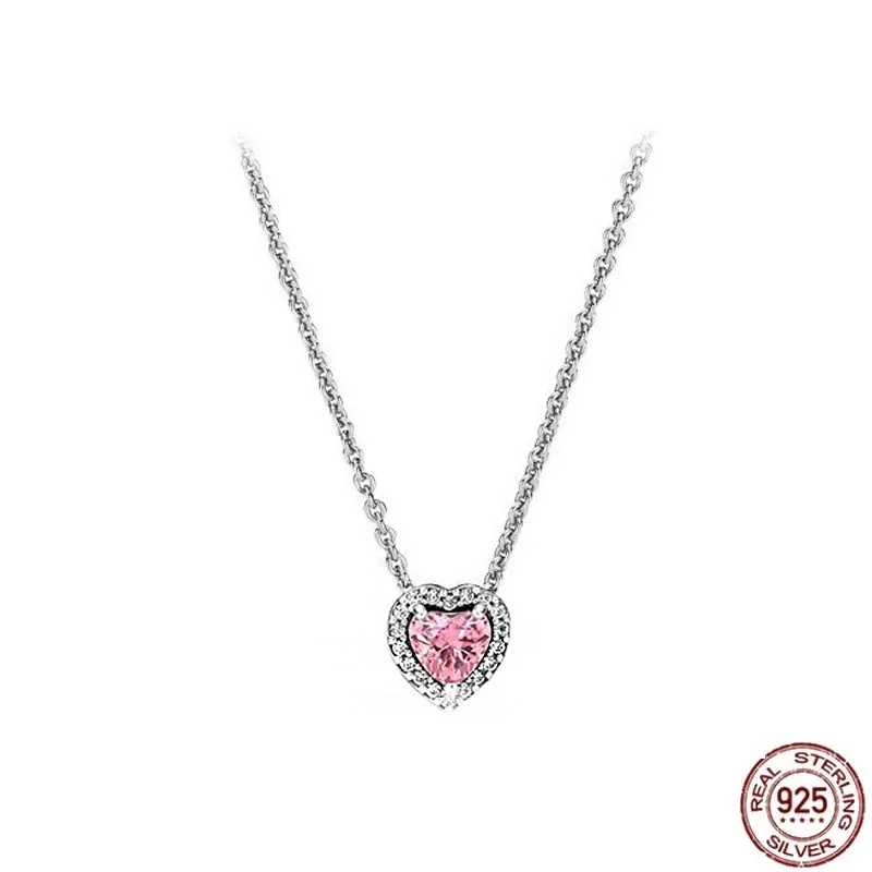 New 925 sterling silver classic dazzling heart-shaped multi circular pendant necklace fits design original charm beaded DIY gift