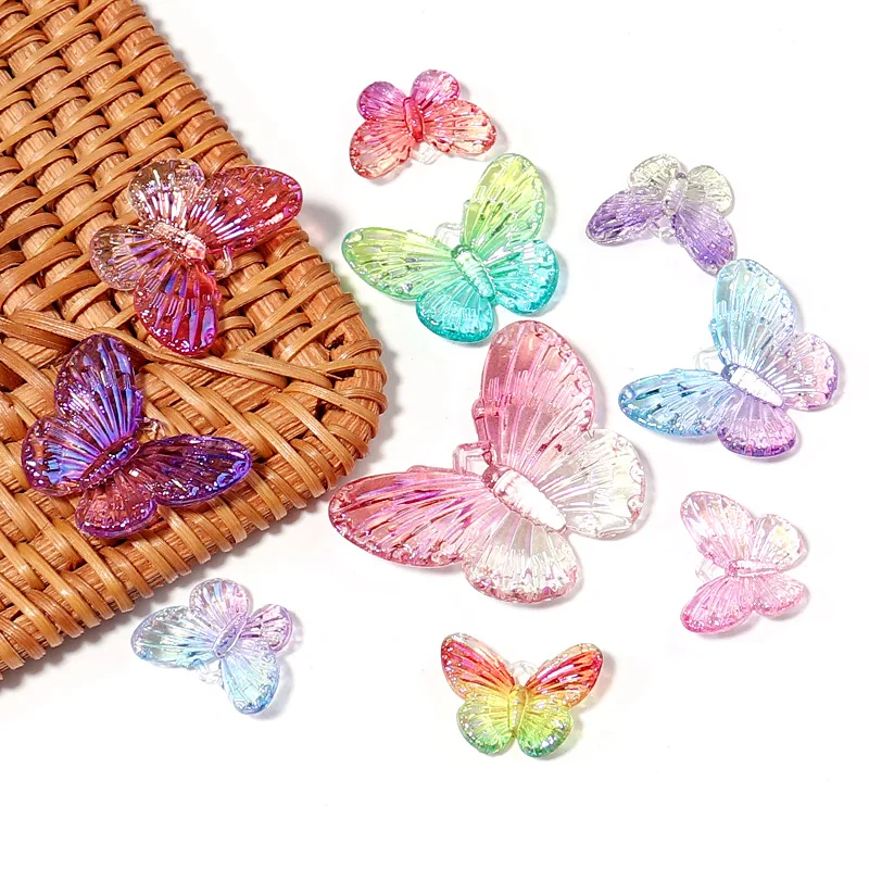 10/20/40 Stück Acryl-Schmetterlingsperlen, farbiger Farbverlauf, Dekoration, Charms, lose Perlen für DIY-Armband, Halskette, Ohrringe, Zubehör