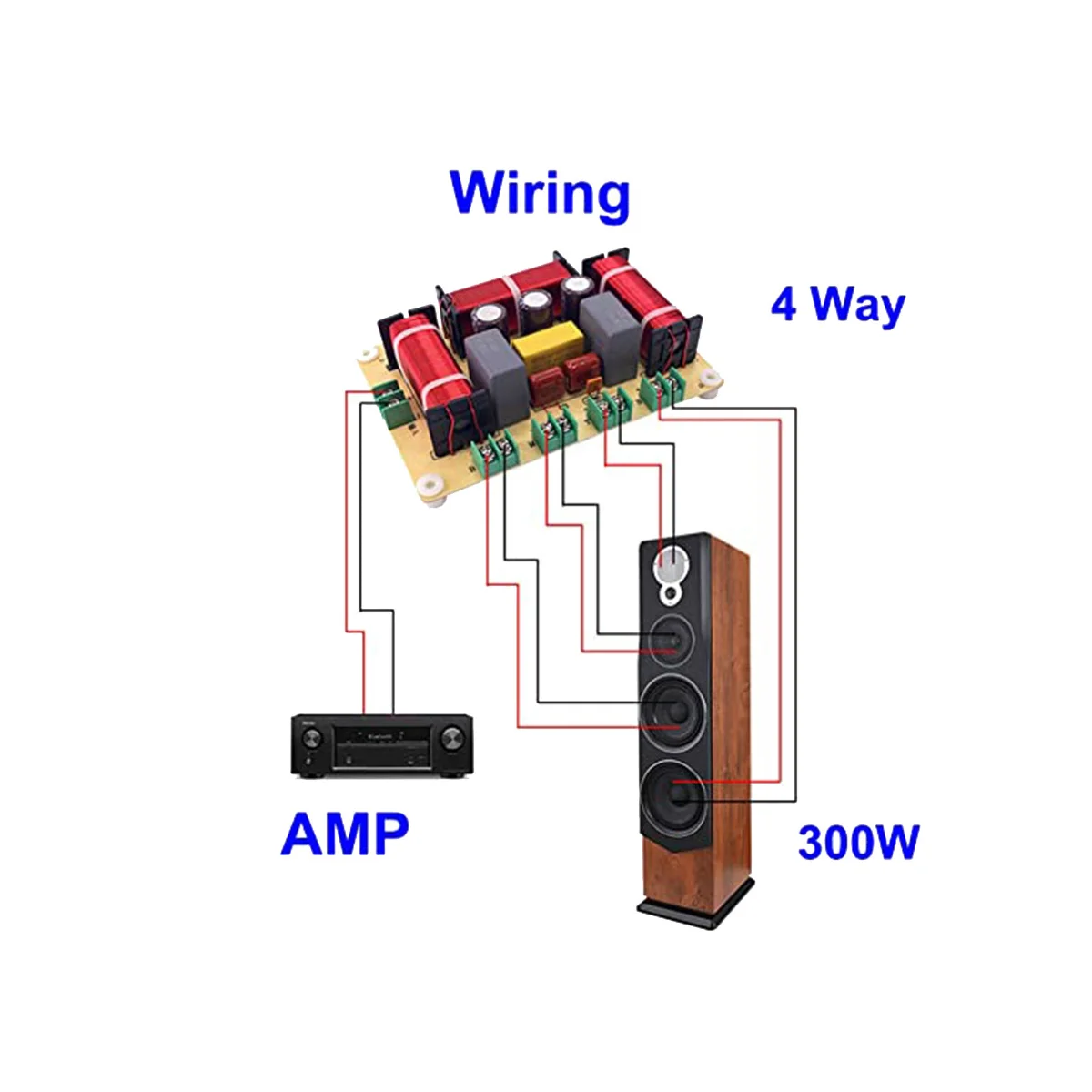 1PCS 4 Way 300W Speaker Frequency Divider Home Theater HiFi Stereo 4Unit Circuit Stereo Audio Crossover Filters