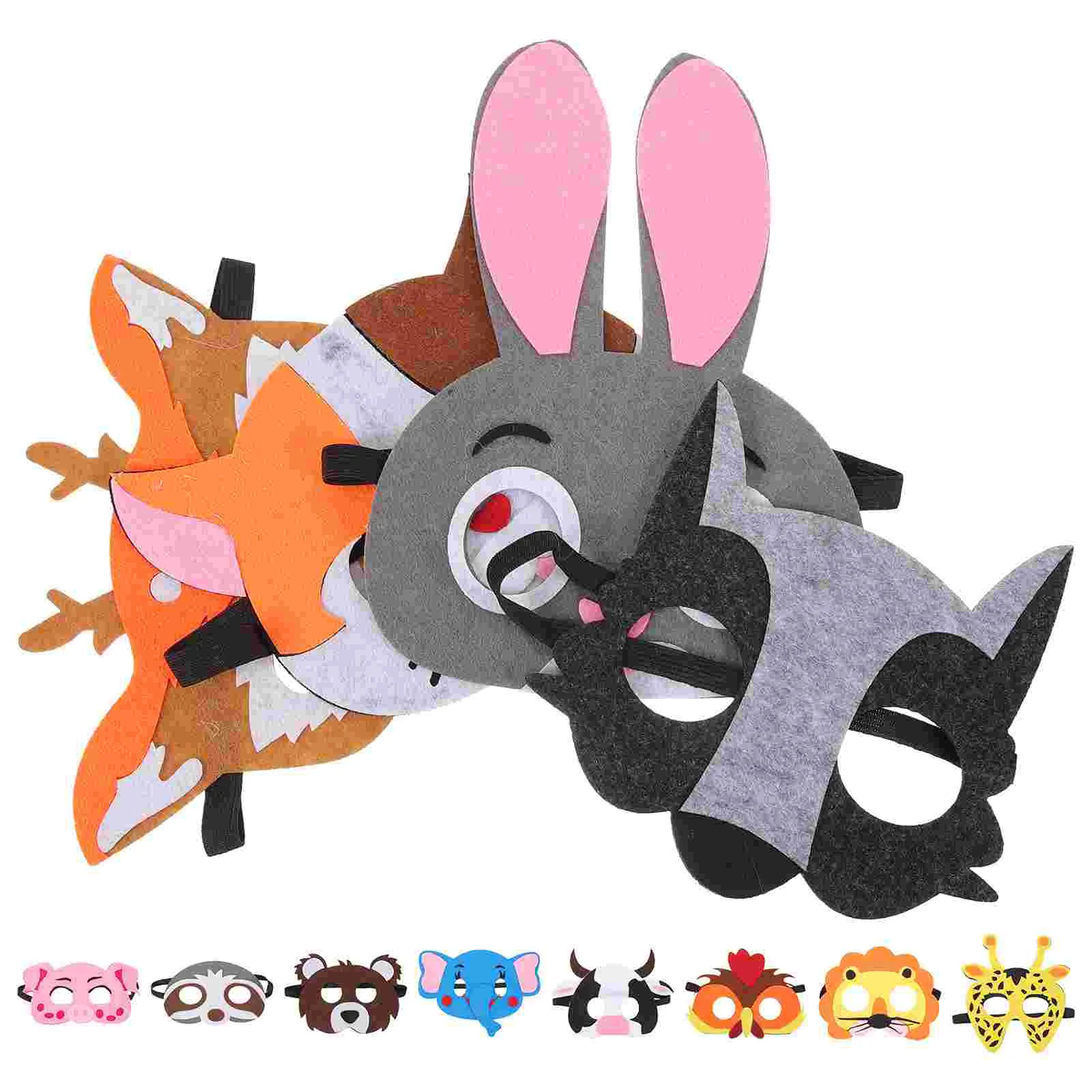 Kinderdagmaskerset Halloween Cartoon Dierenviltmaskers voor Cosplay Face Kids