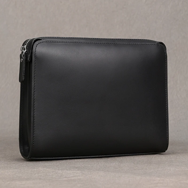 Fashion Clutch Bag Genuine Leather Soft Cowhide Hand Purse Men's Clutches for men male Big Wallet Phone Pouch Bag Business
