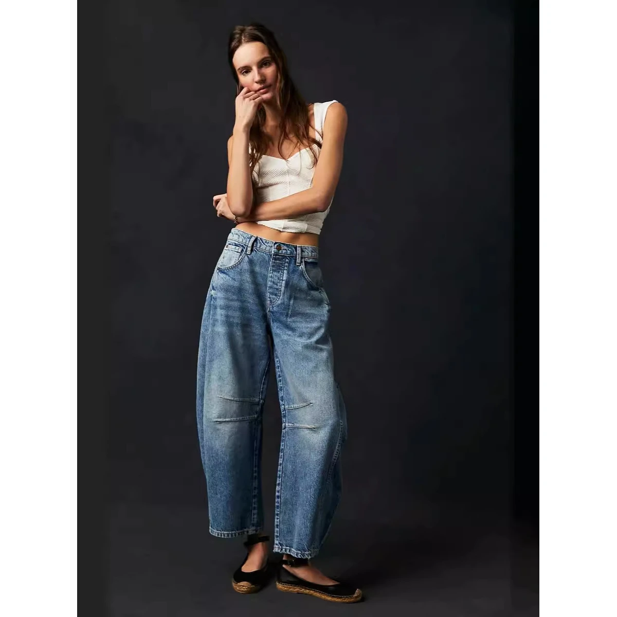 Loose Casual Mid-Waist Bell Bottom Women's Jeans 2025 New Style Cross-Border Autumn Fashionable Classic Low Stretch Denim