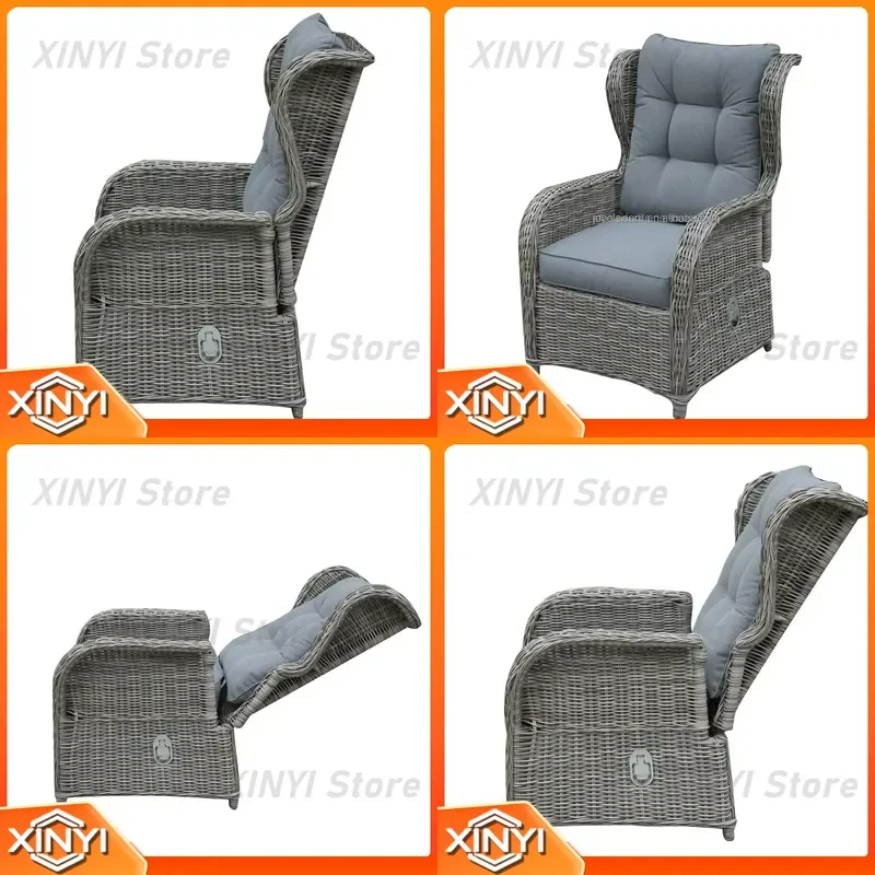 Modern Semi-Circular Rattan Chair for Outdoor Furniture for Patio Park Cushions for Garden Balcony Deck Lounge Seating