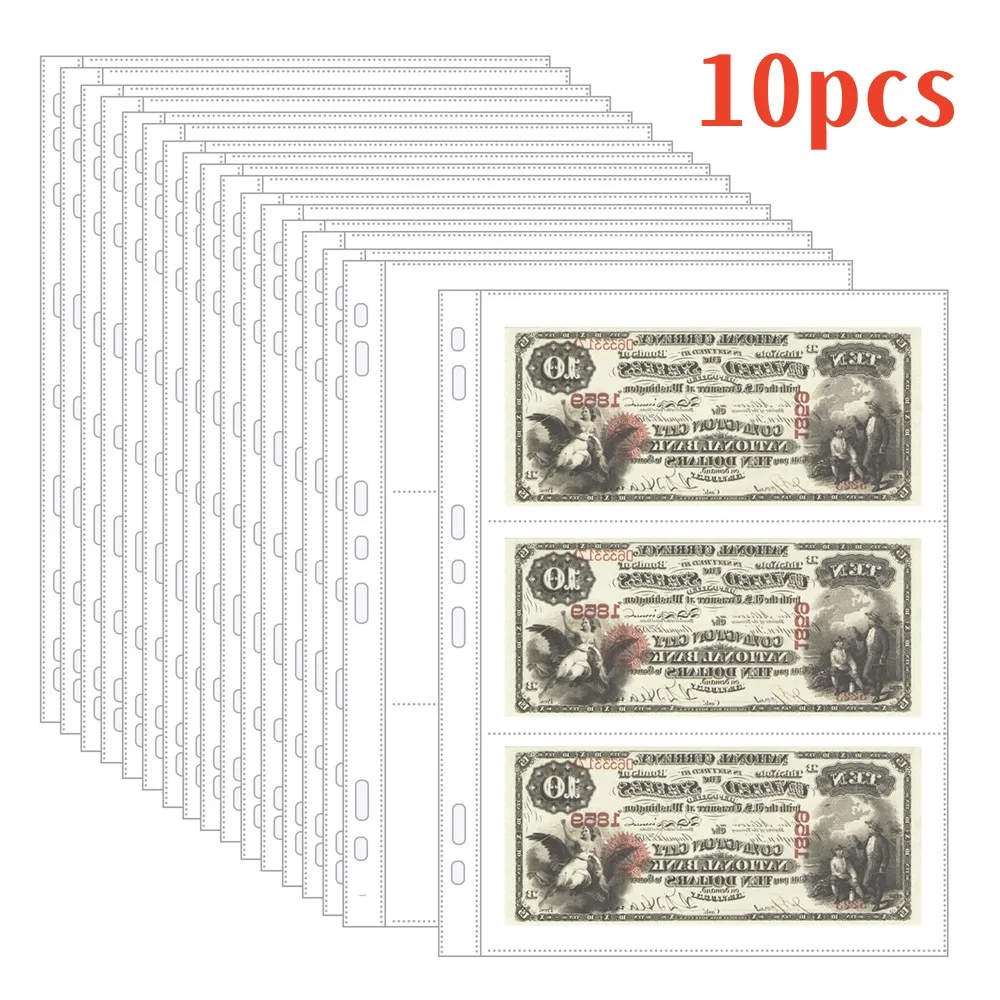 10Pcs Paper Sleeves for Currency Holder Money Album Page Collecting Sleeves Loose Leaf Sheet Album Protection Collecting Holder