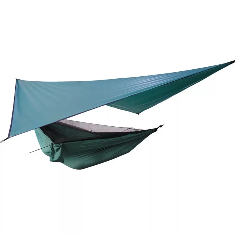 Waterproof Hammock Tarp Rain Fly with Mosquito Net High Strength Parachute Fabric Hanging Bed Hunting Sleeping Swing