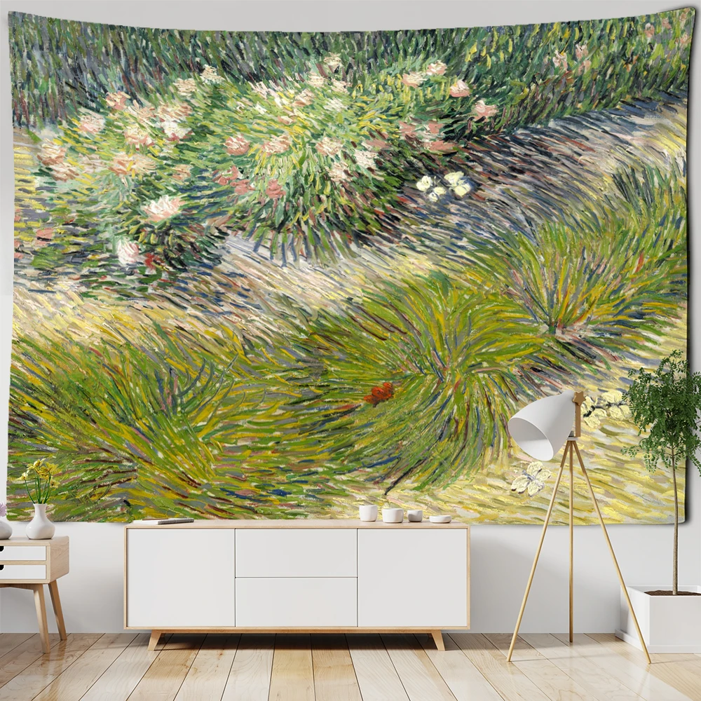 Pastoral Scenery Van Gogh Oil Painting Tapestry Wall Hanging Simple Art Aesthetics Living Room Home Decoration 