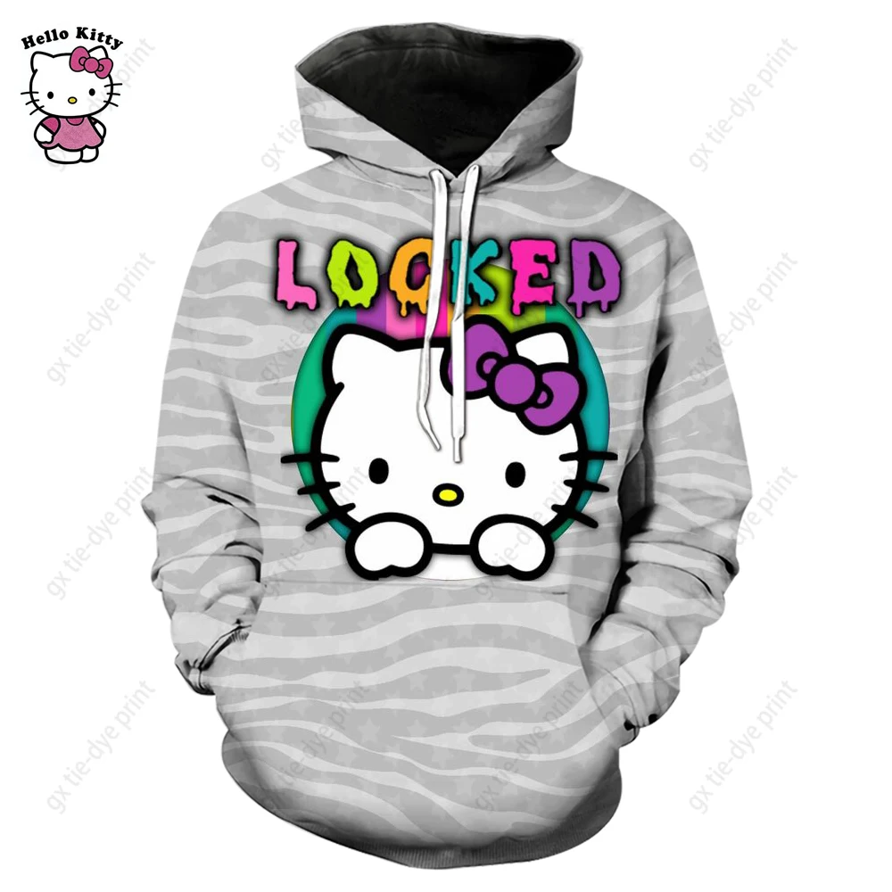 Hello Kitty Hoodies Men Women Hooded Pullover Sweatershirt Male Female Student Hip Hop Hoddie Sweatshirts