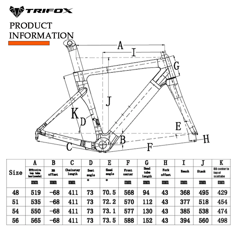 TRIFOX T1000 Full Carbon Fiber Road Bike Frameset 700C Max 25C Di2 Aero Racing Bicycle Frame X8QR