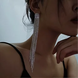 1pc Full Rhinestone Pendant Tassel Earrings Fashionable Earrings Minimalist Earrings Sparkling Women's Party Wedding