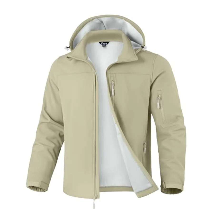 

Pudolla Men's Softshell Jacket Fleece Lined Water Resistant Hooded Winter Coats for Men Outdoor Work Hiking with Pockets