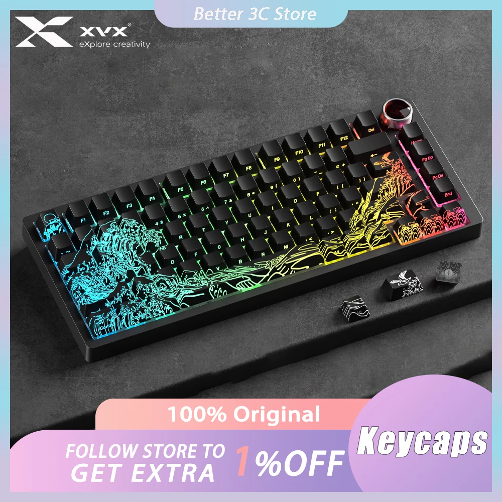 XVX Yamato-e 2.0 Keycaps Light Transparent Mechanical Keyboard Keycaps Custom Side Carving IMD Keycap PC Gamer Gifts