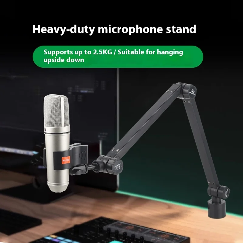 RGB Illuminated Desktop Rotary Stand for Universal Microphone Upside Luminous Live Concert Studio Metal Condenser Microphone