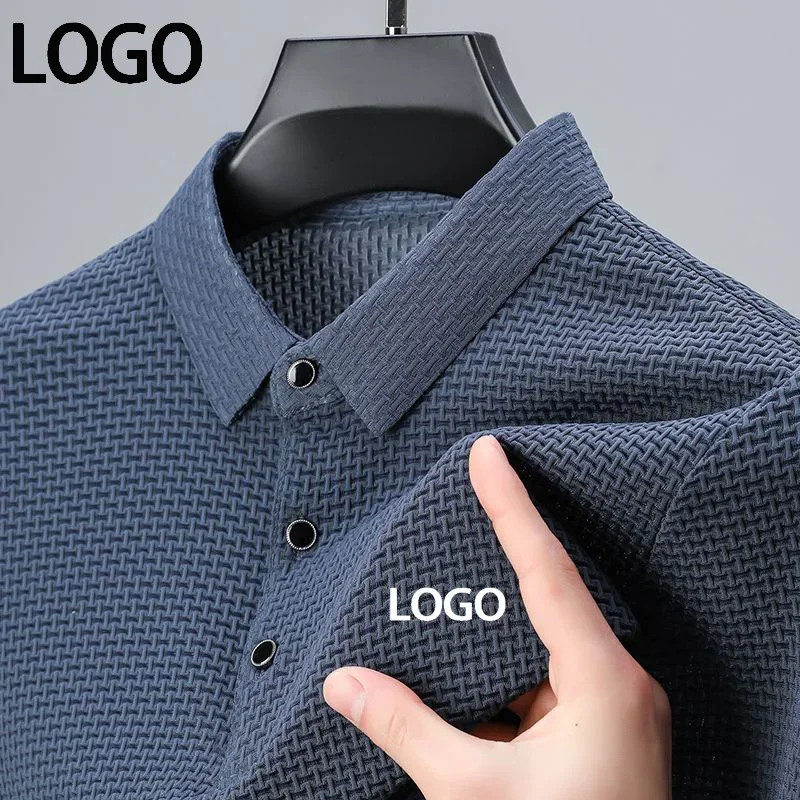 Brand summer men's casual short-sleeved POLO shirt quality elastic custom LOGO casual short-sleeved T-shirt Simple men's shirt