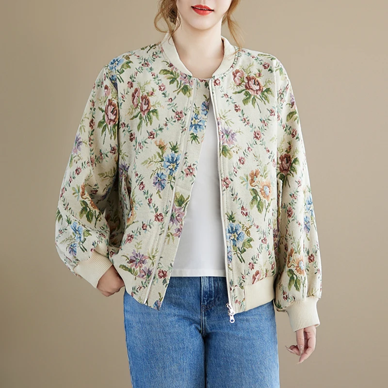 가을 겨울 야구 재킷 자수 유화 디자인 여성용 아우터웨어