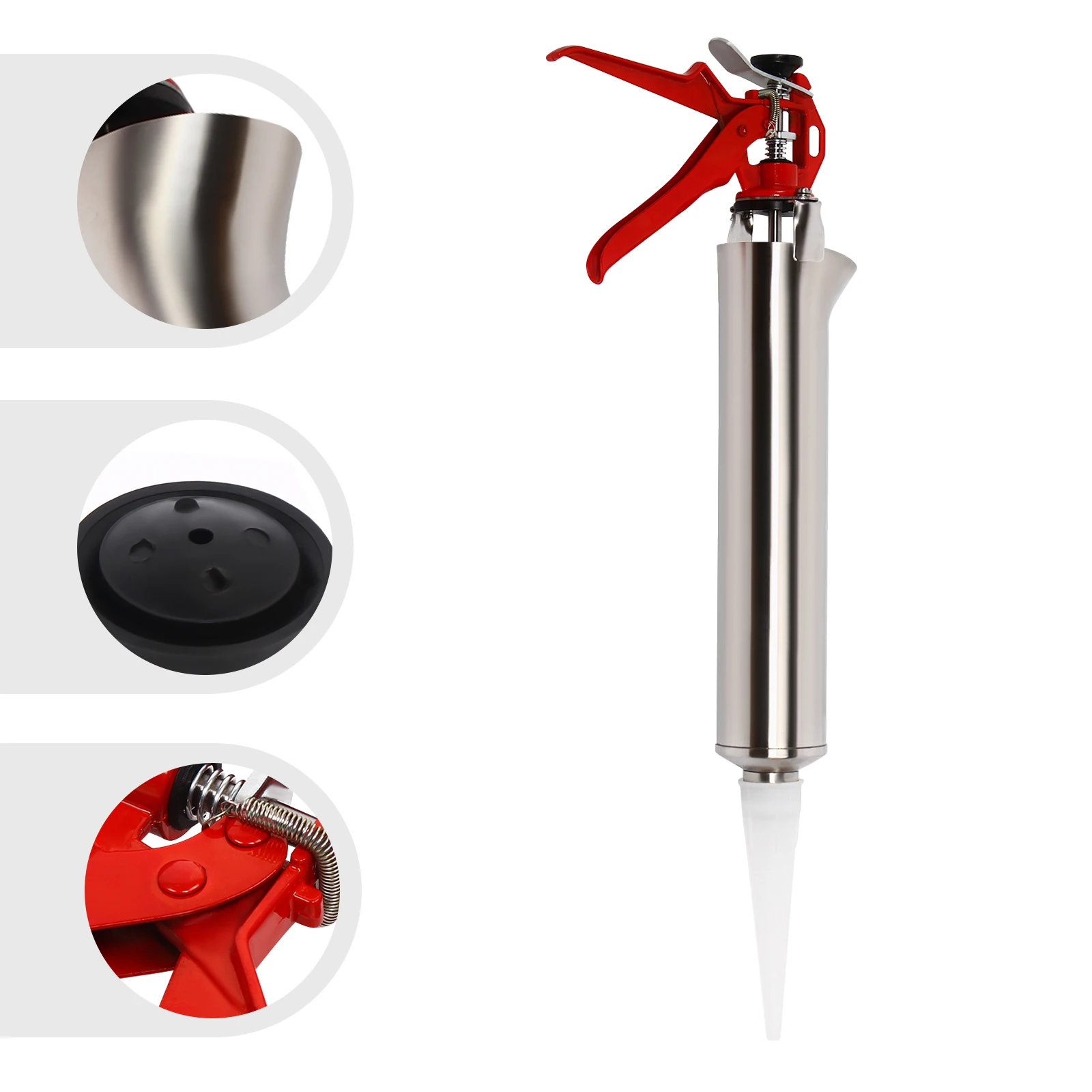 Pistola per stuccatura di cemento in acciaio inossidabile - Spazio 2-5 mm, 3 ugelli (angolo/dritto/succatura), impugnatura ergonomica per piastrelle/patio