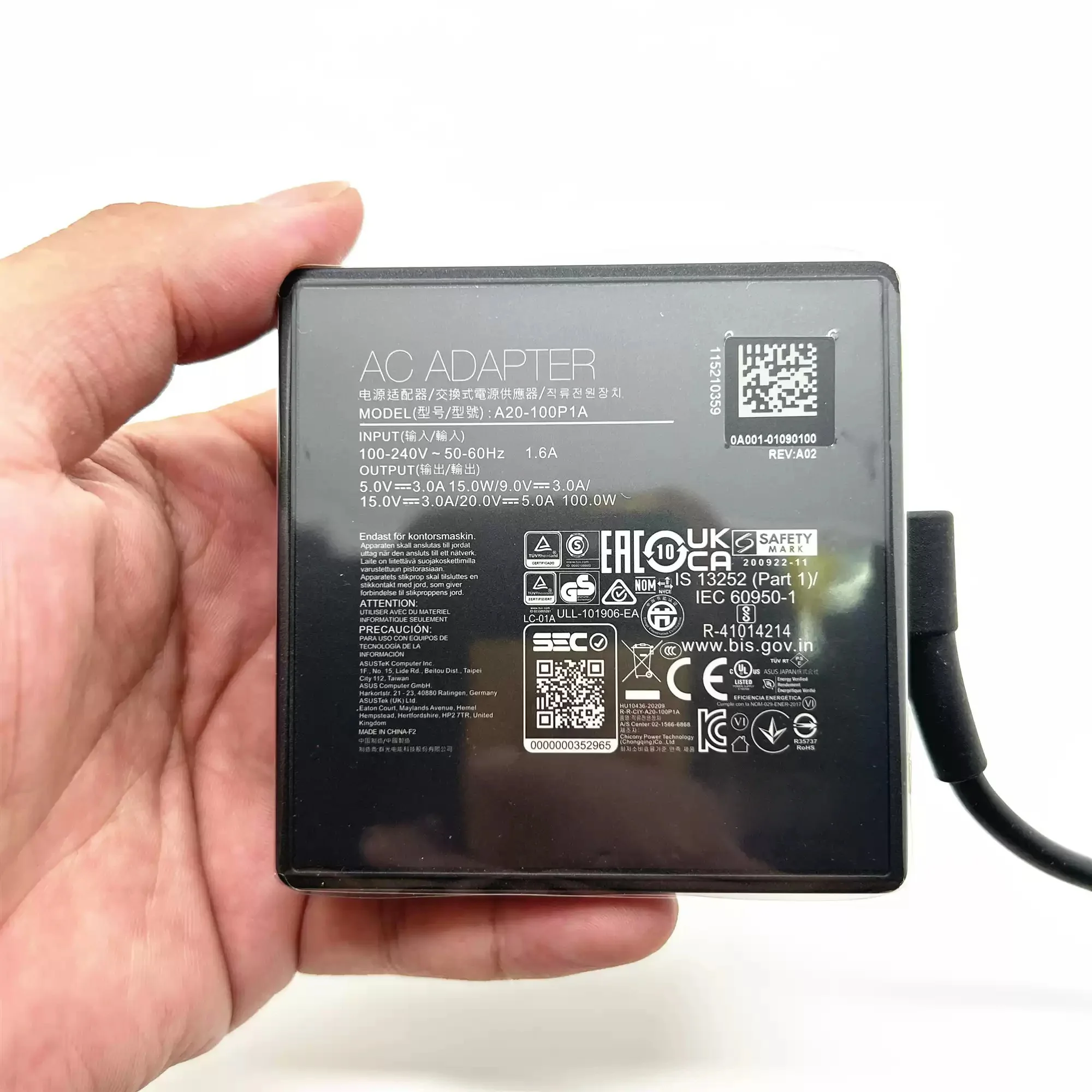Original 100W 20V5A Usb-C Type-C Ac Adapter Laptop Charger for Asus Rog Flow X12 X13 A20-100P1A Laptop Power Supply