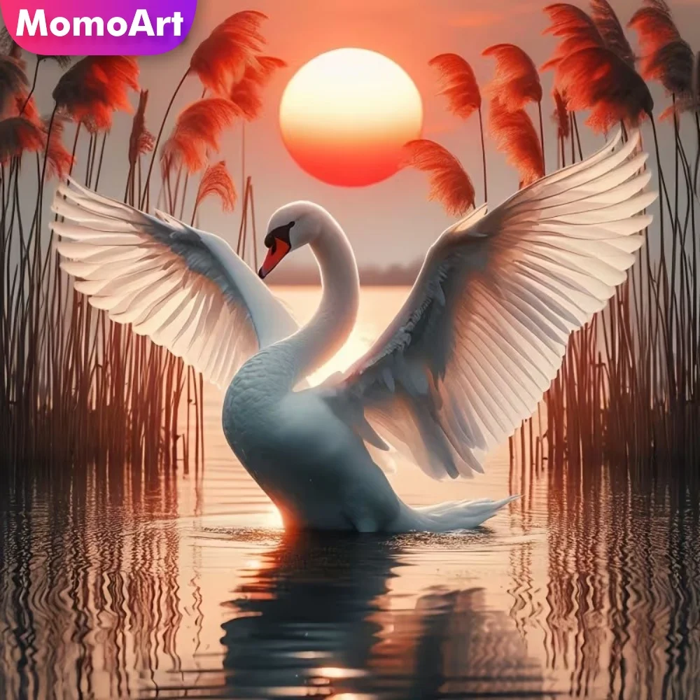 

Новинка Momoart: Алмазная мозаика «Лебедь» (животное), набор для вышивания крестиком с полной квадратной/круглой выкладкой, декор «Закат» для дома