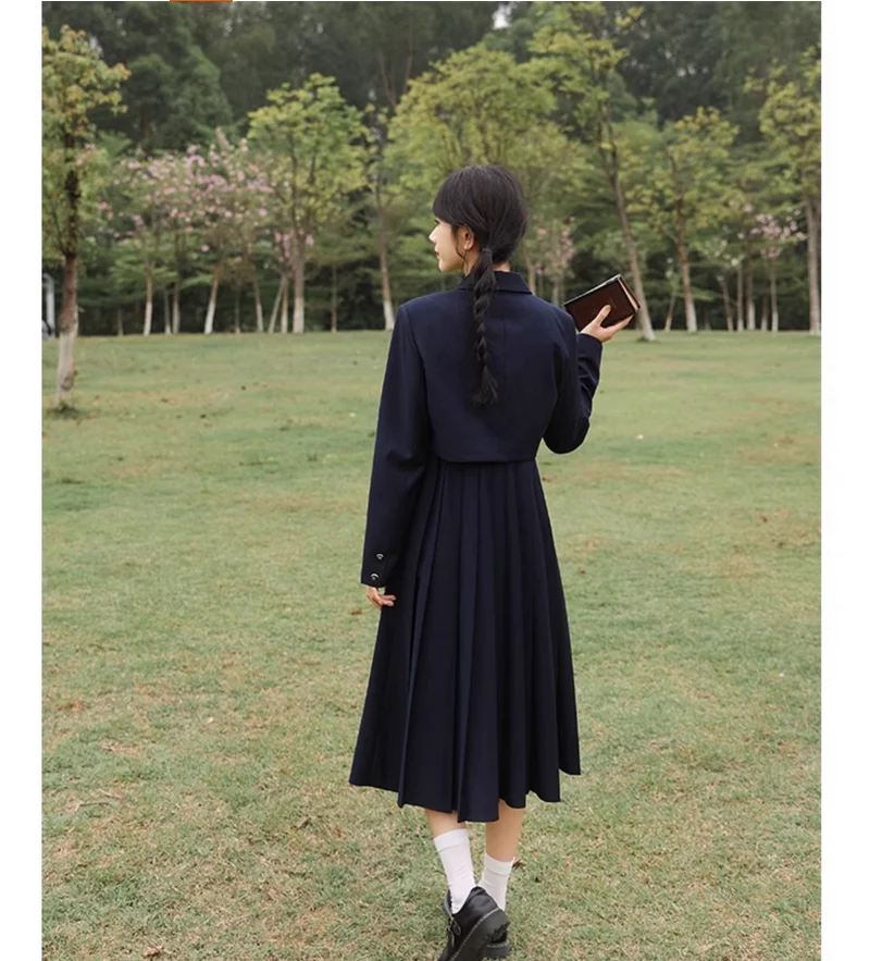 Sweet Tribe College Style JK Uniform Student Girl Hundred Fold Dress Three Piece Set