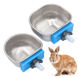 5 Sets Stainless Steel Rabbit Water Bowl Farm Pet Automatic Drinker Rabbit cage fix cup Raising Fox Mink Drinking Bowl