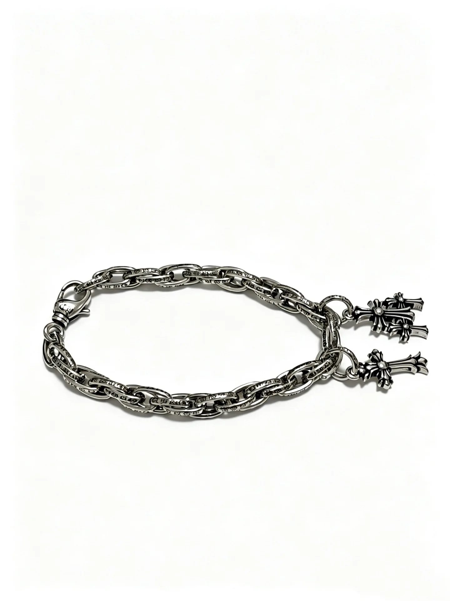 S925 sterling silver retro old charm thirty cross pendant bracelet couple personality European and American CH fashion accessori